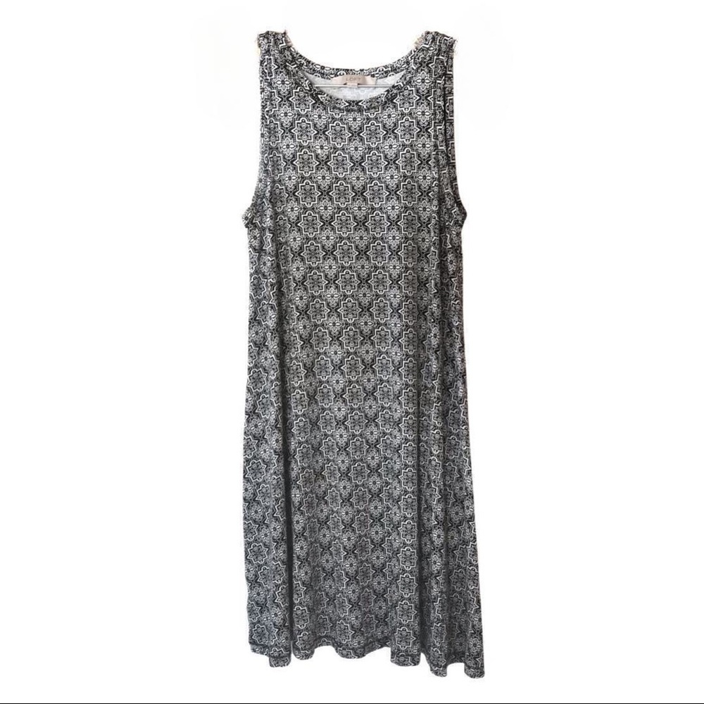 LOFT sleeveless print dress, women’s size small, rayon/spandex fabric